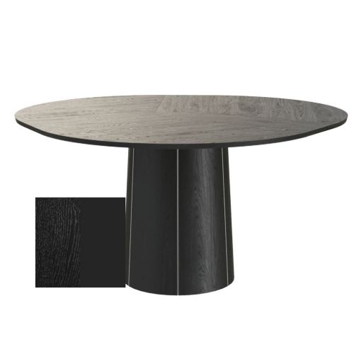 Skovby SM33 Spisebord Ø: 123 cm - Plade sort nano laminat, stel sort lakeret eg.