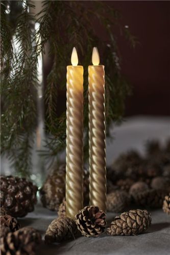 Sirius Sara Tall Wave 2 StückH: 25 cm Bewegliche Flamme - Gold