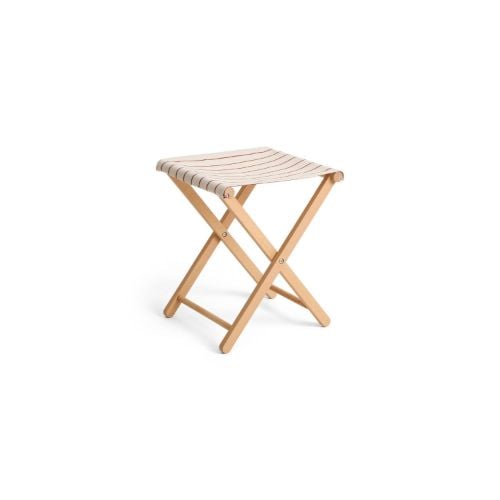 HAY Outdoor Market Folding Stool B: 40 cm - Beige/Red Stripe 