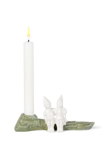 Kähler Christmas Tales Julekram H: 8,5 cm - Hvid/Grøn OUTLET