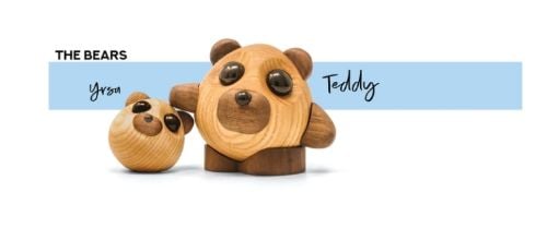FableWood Bär Teddy Muntermacher L H: 10 cm – Holz OUTLET