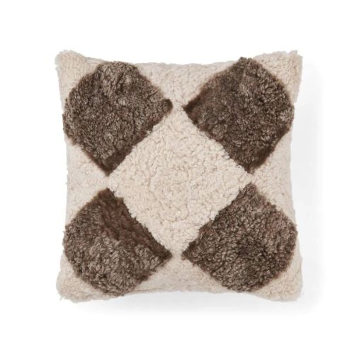 Natures Collection Pattern Collection Cushion New Zealand Sheepskin 40x40 cm - Pearl/Taupe OUTLET
