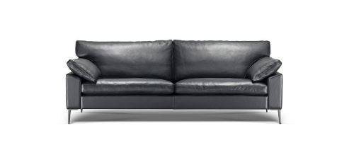 Søren Lund 329 2,5 Pers. Sofa L: 222 cm - Sort Zebu Læder/Aluminium 