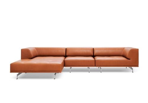Fredericia Furniture Delphi Elements Sofa m. Chaiselong L: 325 cm - Cognac 95/Aluminium