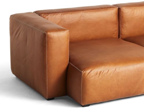 HAY Mags Soft 3-Sitzer-Kombination 4, linkes Ende, L: 331 cm – Leder Sense Cognac