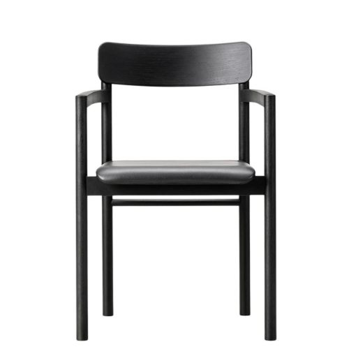 Fredericia Furniture 3446 Post Chair H: 79,5 cm - Sort Lakeret Eg/Sort Omni Læder