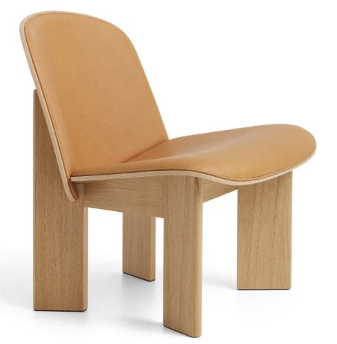 HAY Chisel Lounge Chair Polstret  - Lacquered Oak/Sense Leather Cognac