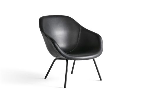 HAY AAL87 Chair SH: 36 cm - Black Powder Coated Steel / Sense Black Leather