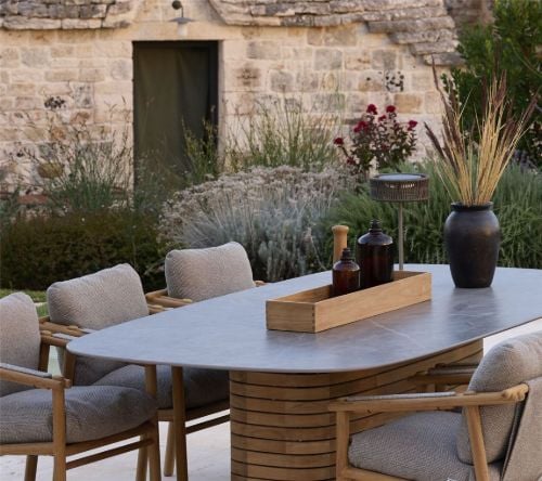 Cane-line Outdoor Mellow Esstisch Oval Groß - Teak/Taupe
