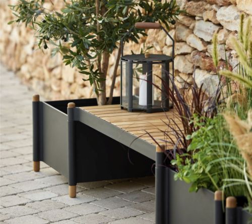 Cane-line Outdoor Sticks Plantekasse H: 38 cm - Lavagrau/Teak