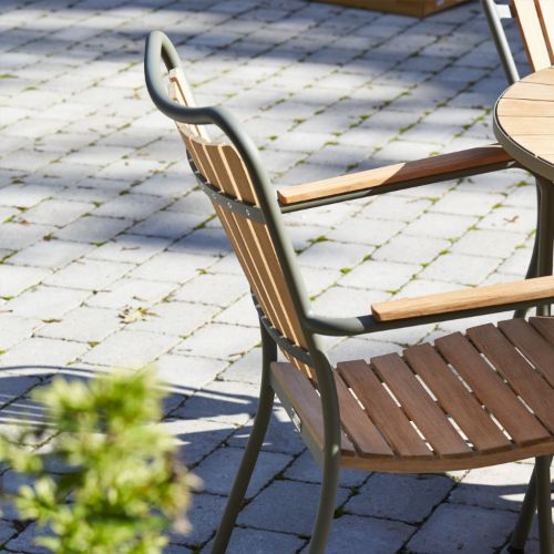 Mandalay Marguerit Gartenstuhl, Höhe: 83 cm – Teak/Olivgrün