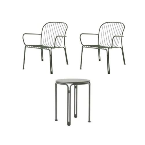 &Tradition Thorvald SC101 Space Copenhagen Lounge Armchair + SC102 Side Table Havemøbelsæt - Bronze Green