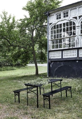 Nordal Gartenset mit Tisch und Bänken 160x60 cm - Schwarz