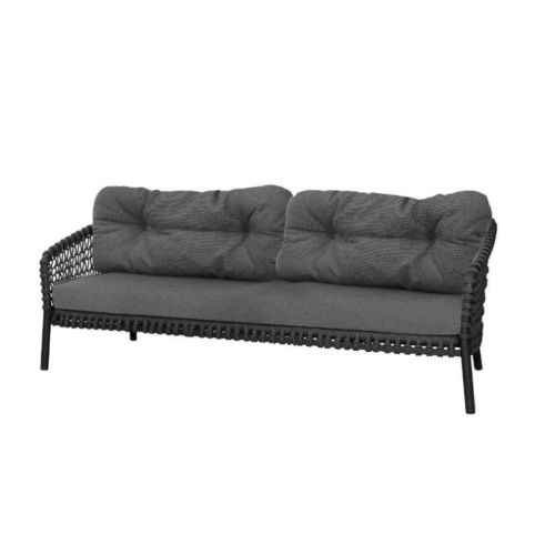 Cane-line Outdoor Ocean Large 3 pers. Sofa L: 202 cm Inkl. Hyndesæt - Dark Grey/Grey