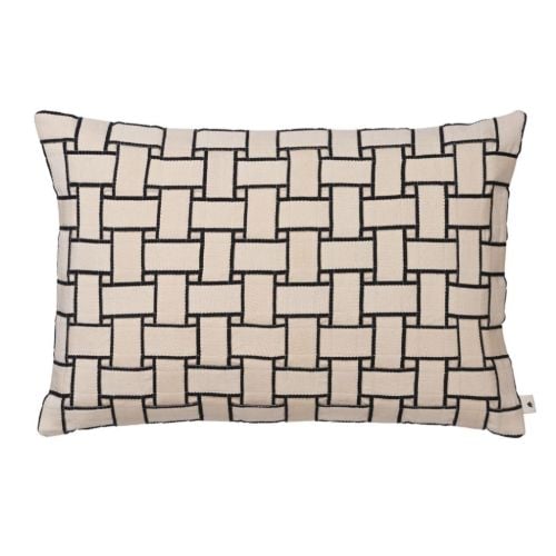 Ferm Living Lattice Rektangulær Pude - Bomuld/Off-White/Sort