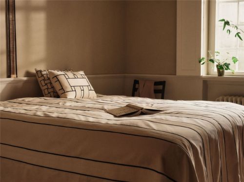 Ferm Living Lattice Rechteckiges Kissen - Baumwolle/Off-White/Schwarz