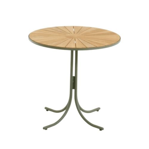 Mandalay Marguerit Cafébord Ø: 70 cm - Teak/Olivengrøn