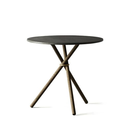 Eberhart Furniture Aldric Café Table Ø: 80 cm - Dark Concrete/Dark Oak
