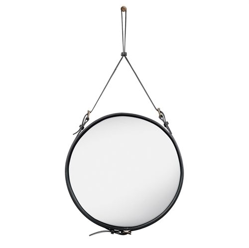 GUBI Adnet Wall Mirror Circular  Ø: 58 cm - Black leather