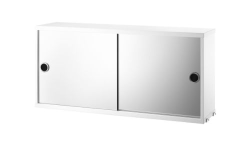 String Furniture Cabinet W. Mirror Doors 78x37 cm - White
