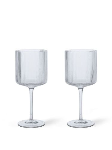Ferm Living Ripple Red Wine Glasses H: 18,2 cm - Set of 2 - Clear
