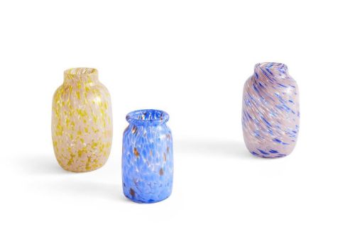 HAY Splash Vase Rund L Ø: 18,5 cm - Hellrosa/Blau