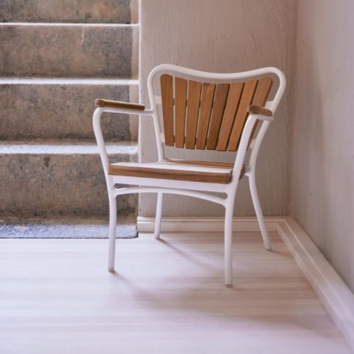 Mandalay Marguerit Kinderstuhl H: 47 cm - Teak/Weiß