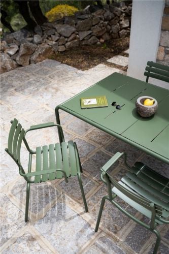 HOUE Alua Esszimmerstuhl H: 82 cm - Aluminium/Olivgrün