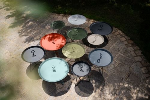 HOUE Eyelet Tray Table Ø: 60 cm - Aluminium/Eisblau