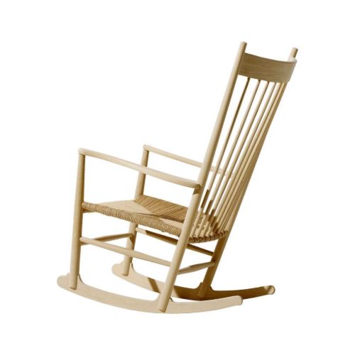 Fredericia Furniture 16000 J16 Wegner Schaukelstuhl, Höhe: 107 cm – Naturgeflecht/hell geölte Eiche