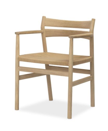 Bernstorffsminde Møbelfabrik BM2 Sessel SH: 46 cm – Geseifte Eiche/Naturgeflecht