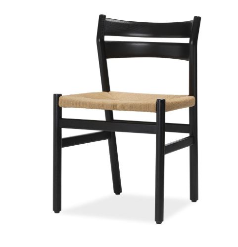 Bernstorffsminde Møbelfabrik BM1 Stuhl SH: 46 cm – Schwarz lackierte Eiche/Naturgeflecht
