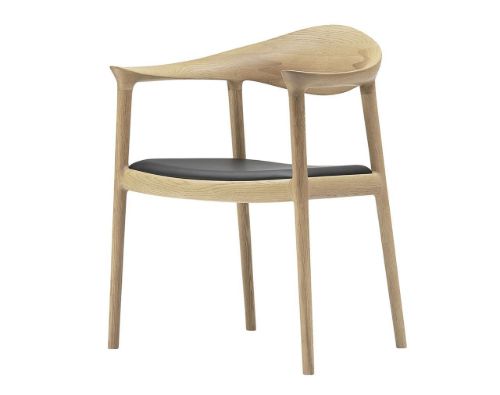 Bernstorffsminde Møbelfabrik Bridge Sessel SH: 43 cm – Geseifte Eiche/Schwarzes Leder