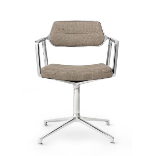 Vipp 453 Swivel Stol u. Hjul  - Aluminium/Textile Dark Sand