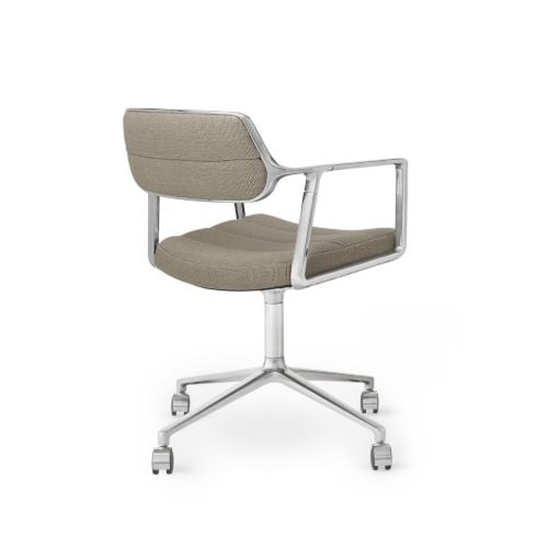 Vipp 453 Drehstuhl + Stuhl m. Räder – Aluminium/Dunkler Sand