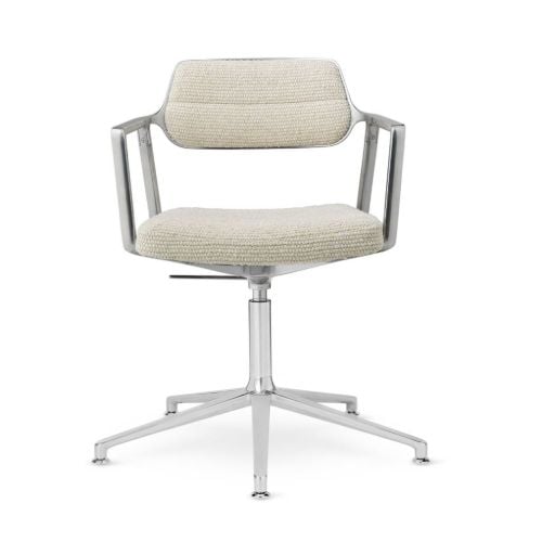 Vipp 453+ Swivel Stol u. Hjul - Aluminium/Off-White/Light Grey