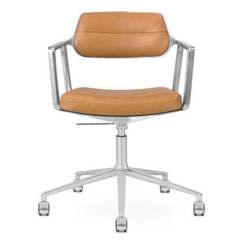 Vipp 453+ Swivel Stol m. Hjul - Aluminium/Camel Leather