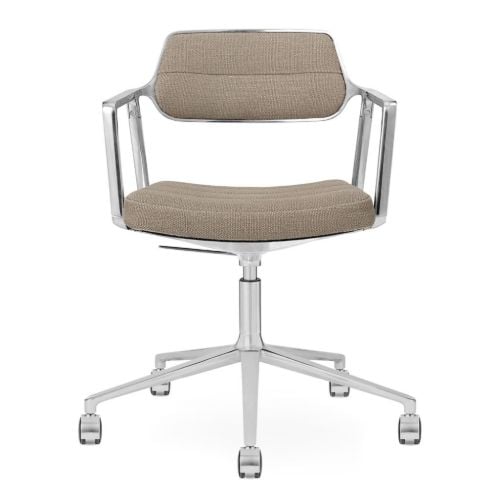 Vipp 453+ Swivel Stol m. Hjul - Aluminium/Dark Sand Textile