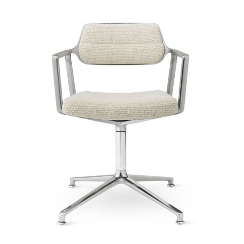 Vipp 453 Swivel Stol u. Hjul - Aluminium/Off-White/Light Grey 