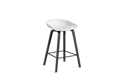 HAY AAS32 Barstol Low  - Black Lacquered/ White / Footrest Powder Coated Black