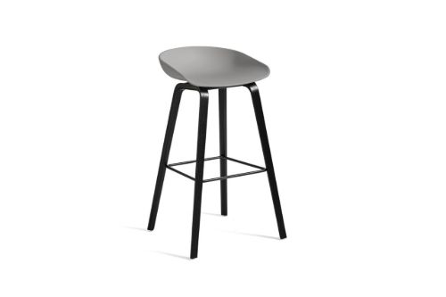HAY AAS 32 Barstol High  - Black Lacquered Oak Veneer/Black/Black Footrest