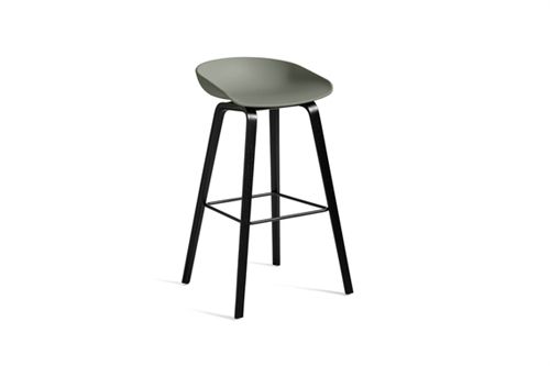 HAY AAS32 Barstol High  - Black Lacquered Oak Veneer / Dusty Green / Footrest Black Powder Coated Steel