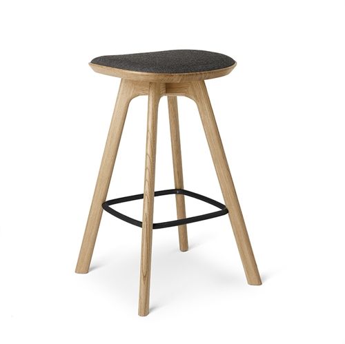 Brdr. Krüger Pauline Barstol H: 65 cm - Olieret Eg/Grå tekstil