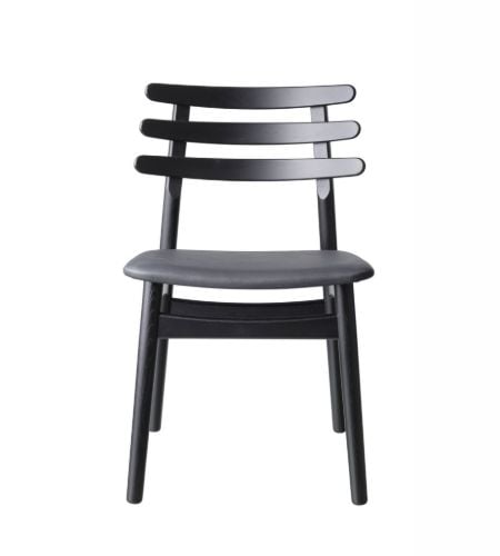 FDB Møbler J48 Stol Poul M. Volther Siddehøjde: 46 cm - Sort Læder/Sort Eg