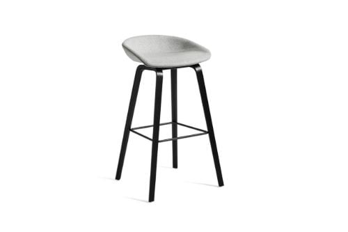 HAY AAS33 Barstol High SH: 75 - Black Lacquered Oak / Divina Melange 120/ Steel Footrest 