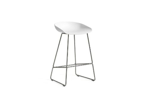 HAY AAS 38 Barstol Low  - Stainless Steel/White