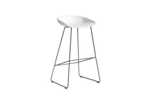 HAY AAS 38 Barstol High  - Stainless Steel/White