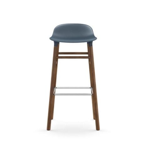 Normann Copenhagen Form Barhocker SH: 75 cm – Blau/Walnuss