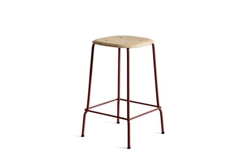 HAY Soft Edge 80 Low Barstol H: 65 cm - Fall Red/Lacquered Oak