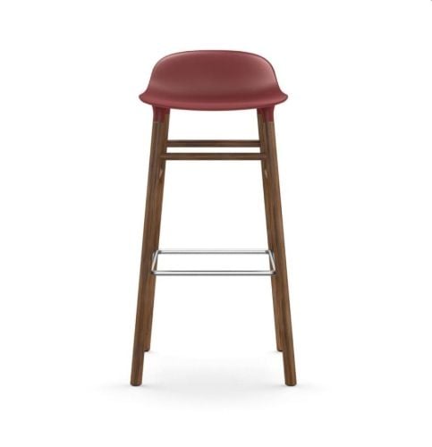 Normann Copenhagen Form Barhocker SH: 75cm - Rot/Walnuss